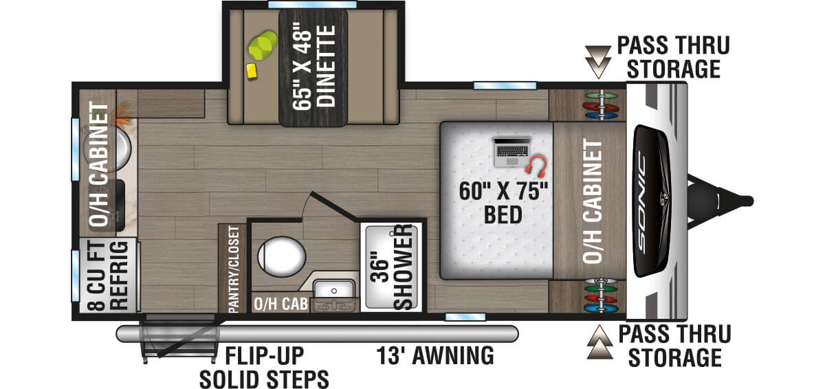 2024 Venture RV Sonic Lite SL169VRK Travel Trailer Floorplan