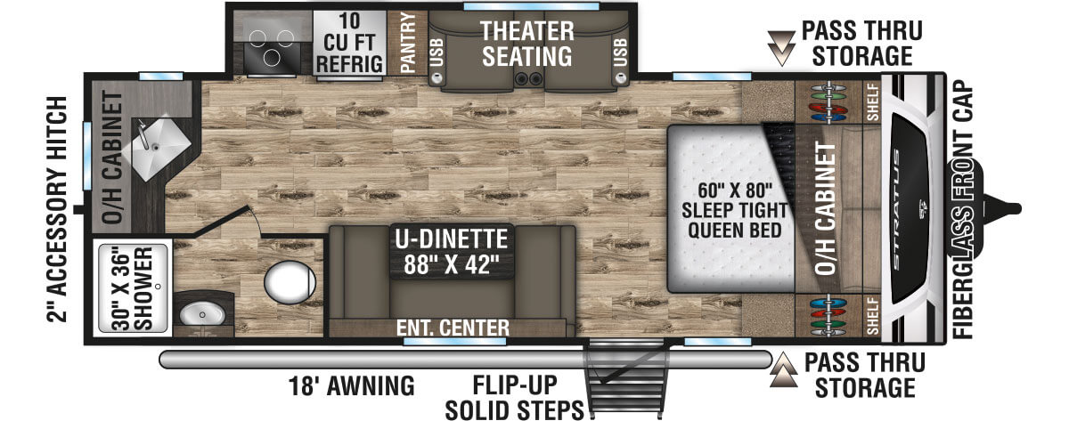 2024 Venture RV Stratus SR221VRK Travel Trailer Floorplan