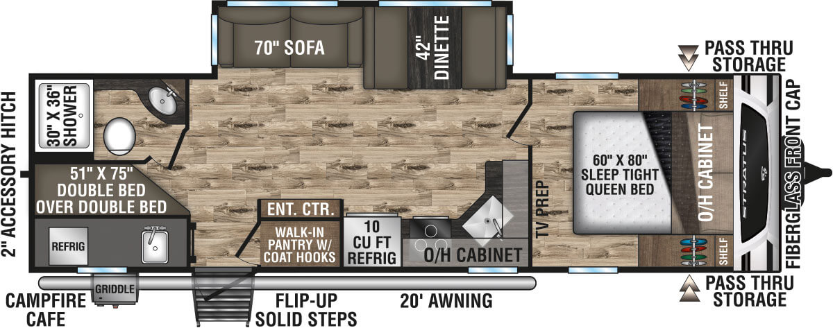 2024 Venture RV Stratus SR281VBH Travel Trailer Floorplan