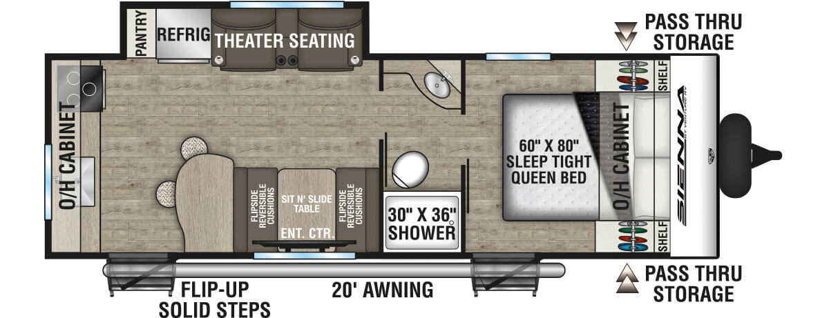 2025 Venture RV Sienna SA231VRK Travel Trailer Floorplan