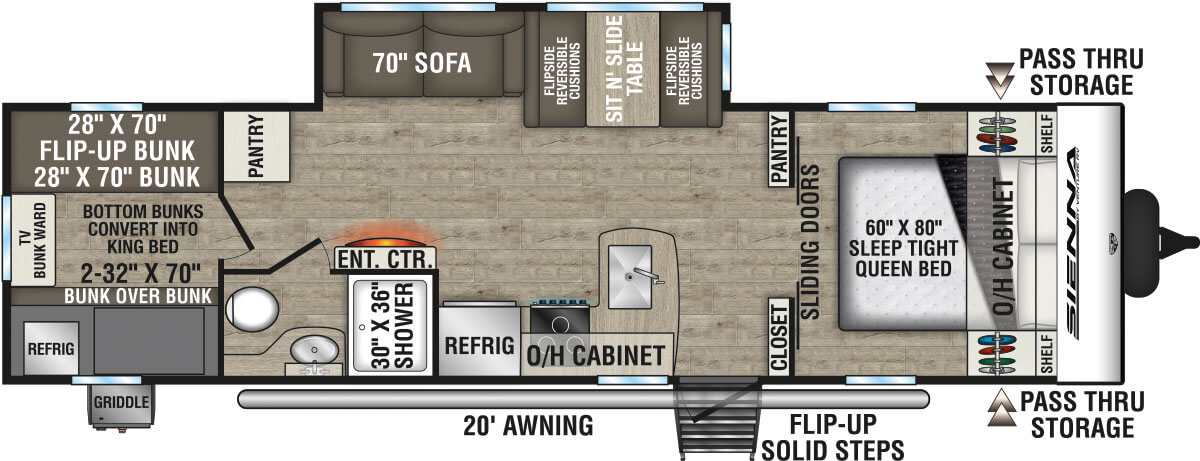 2025 Venture RV Sienna SA281VQB Travel Trailer Floorplan