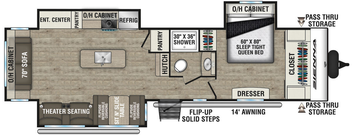 2025 Venture RV Sienna SA293VIK Travel Trailer Floorplan