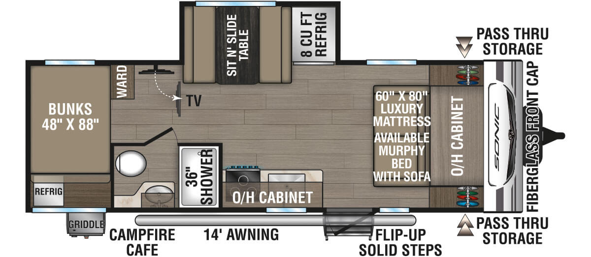 2025 Venture RV Sonic SN211VDB Travel Trailer Floorplan