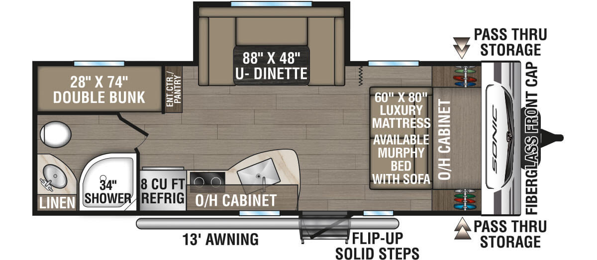 2025 Venture RV Sonic SN220VBH Travel Trailer Floorplan