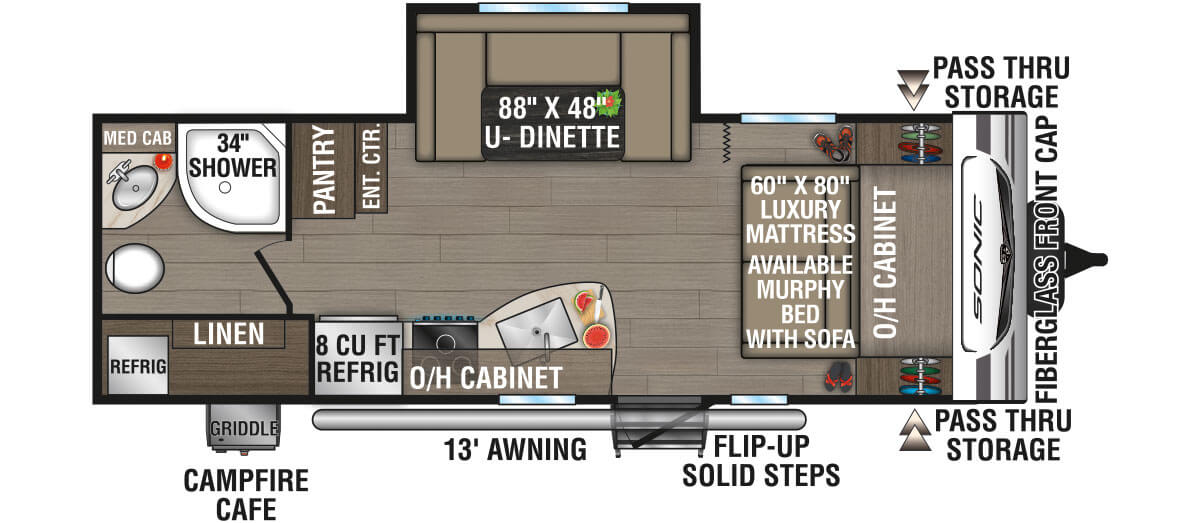 2025 Venture RV Sonic SN220VRB Travel Trailer Floorplan