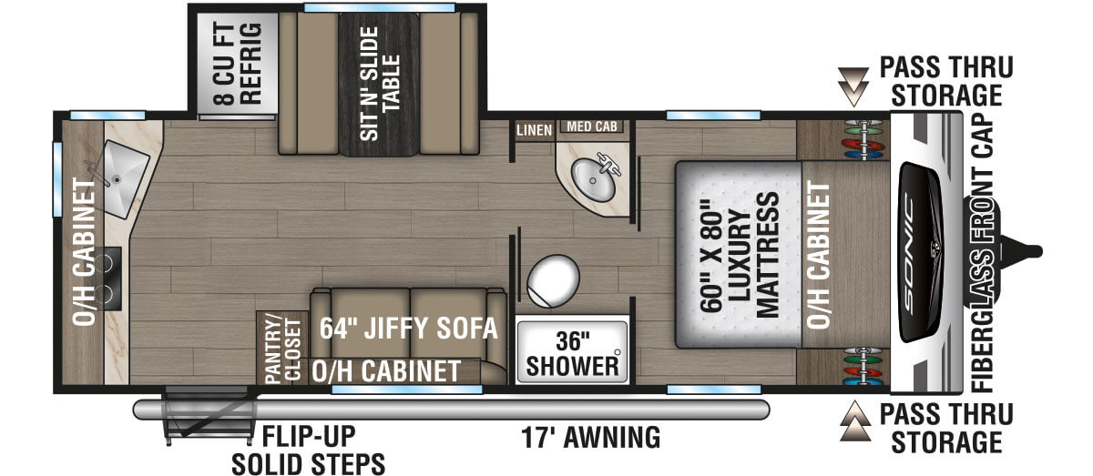 2025 Venture RV Sonic SN231VRK Travel Trailer Floorplan