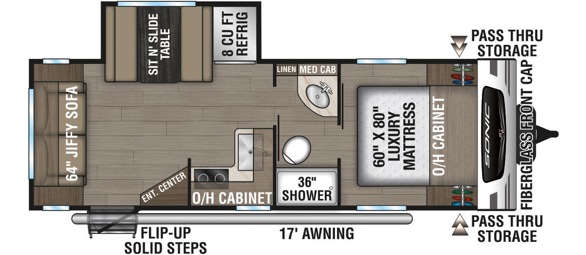 2025 Venture RV Sonic SN231VRL Travel Trailer Floorplan