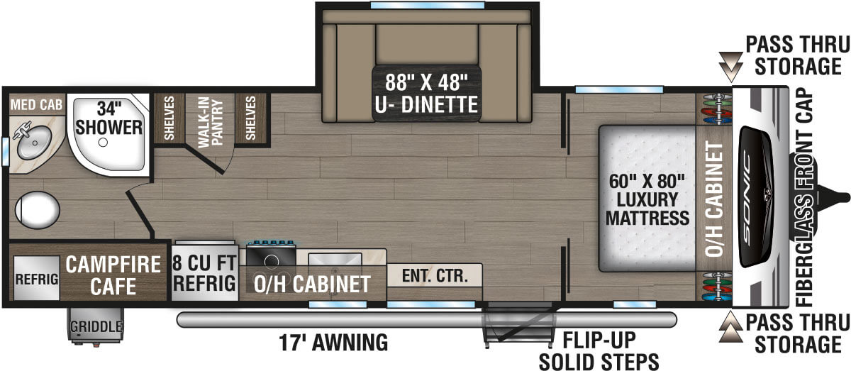 2025 Venture RV Sonic SN241VRB Travel Trailer Floorplan