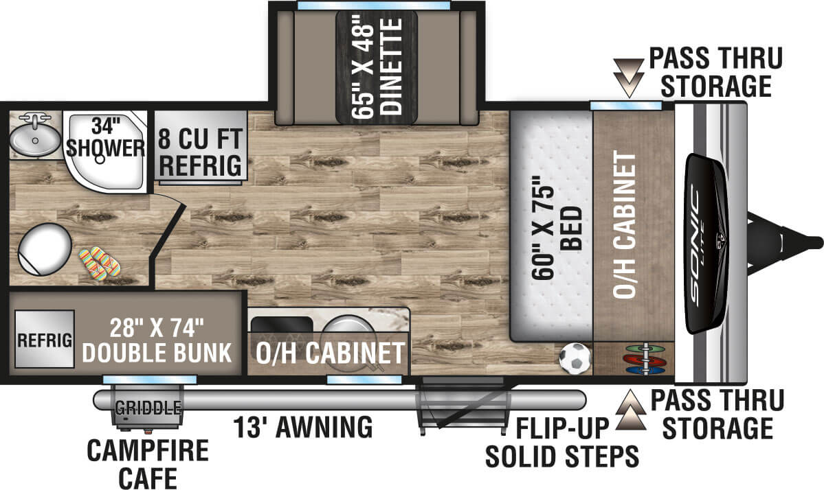 2023 Venture RV Sonic Lite SL169VUD Travel Trailer Floorplan