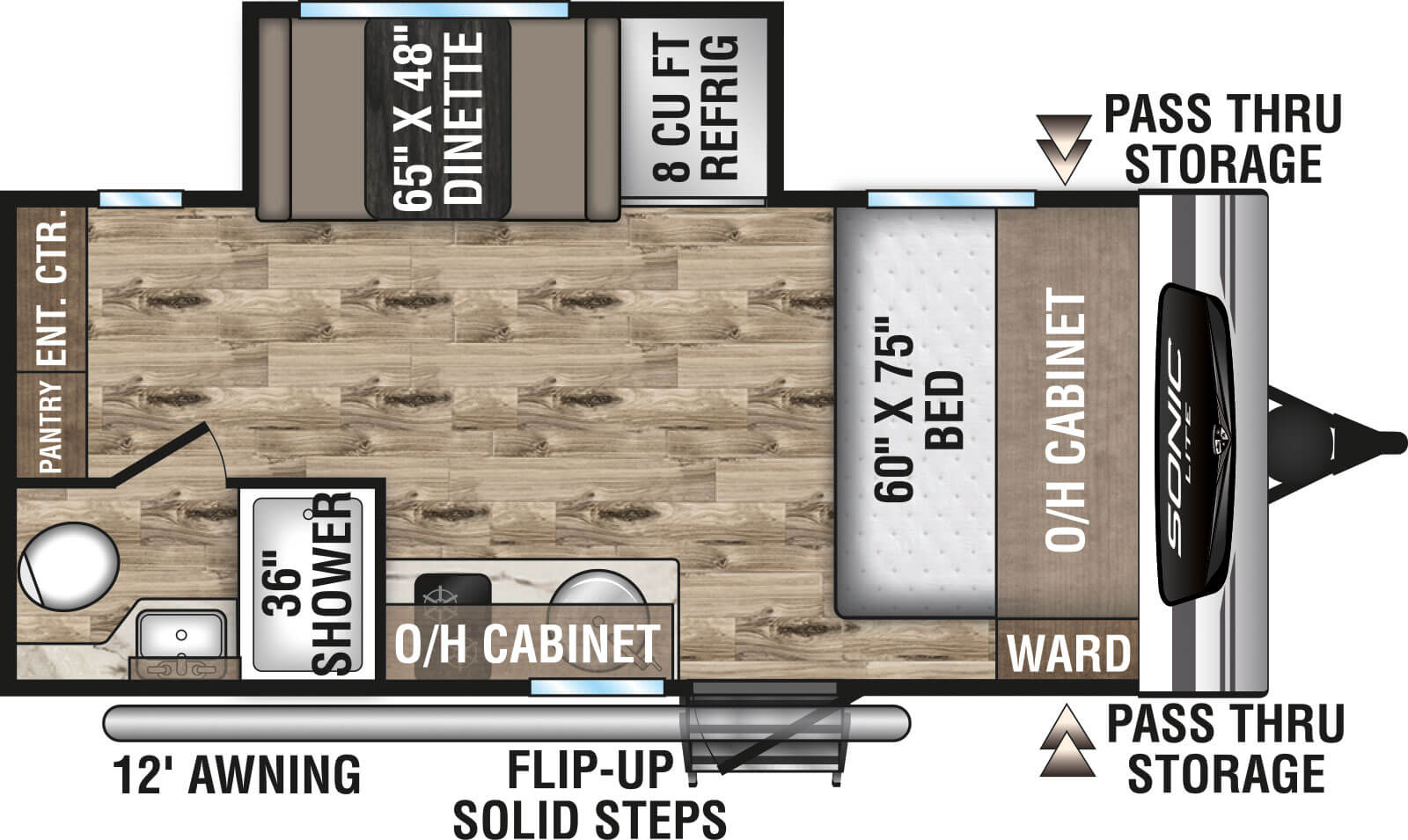 2023 Venture RV Sonic Lite SL169VMK Travel Trailer Floorplan