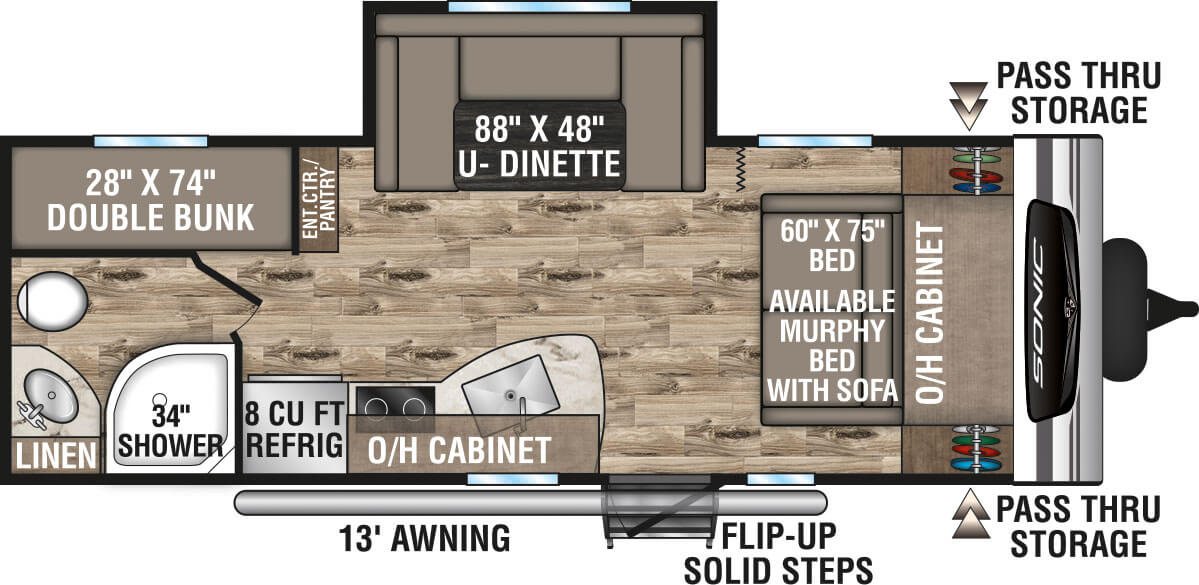 2023 Venture RV Sonic SN220VBH Travel Trailer Floorplan