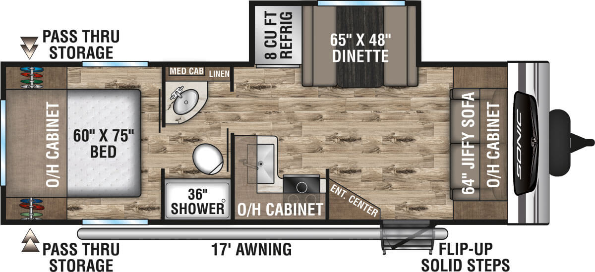 2023 Venture RV Sonic SN241VFL Travel Trailer Floorplan