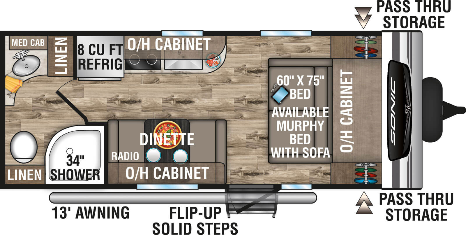 2023 Venture RV Sonic SN190VRB Travel Trailer Floorplan