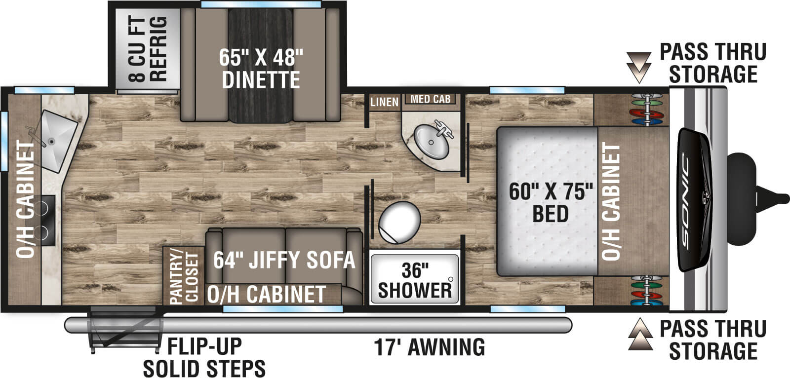 2023 Venture RV Sonic SN231VRK Travel Trailer Floorplan