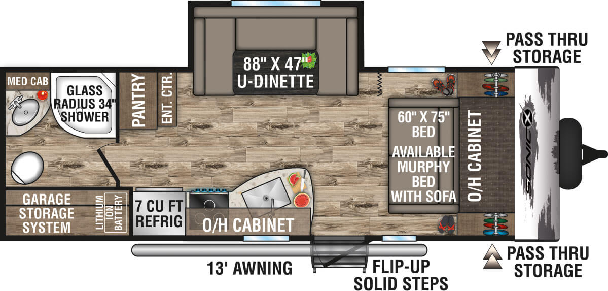 2023 Venture RV Sonic X SN220VRBX Travel Trailer Floorplan