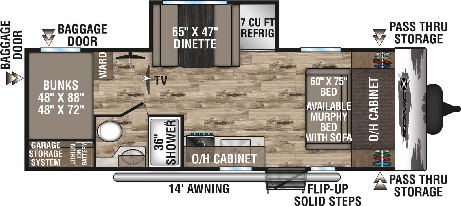 2023 Venture RV Sonic X SN211VDBX Travel Trailer Floorplan