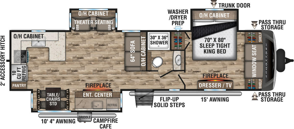 2023 Venture RV SportTrek Touring Edition STT336VRK Travel Trailer Floorplan