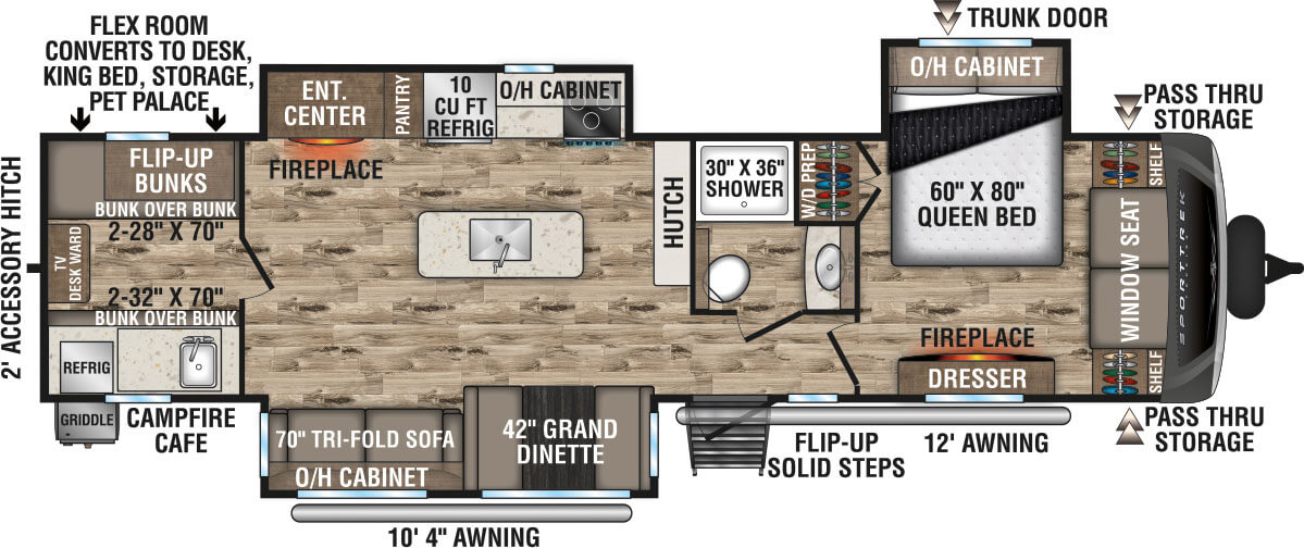 2023 Venture RV SportTrek Touring Edition STT343VIB Travel Trailer Floorplan