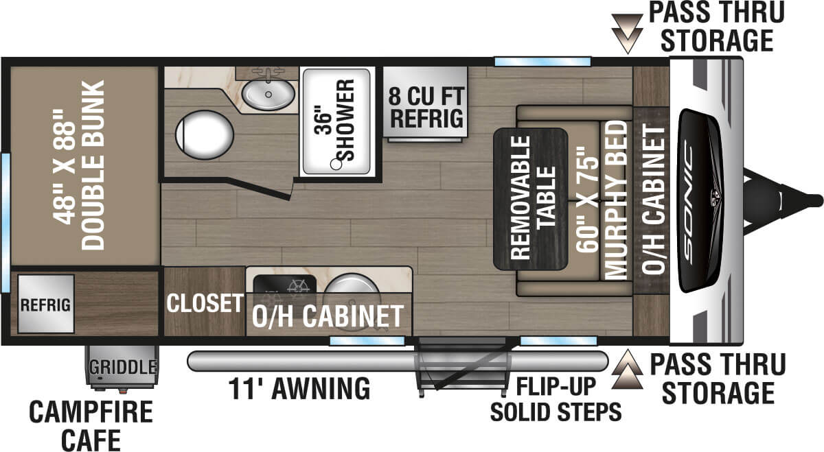 2024 Venture RV Sonic Lite SL170VBH Travel Trailer Floorplan