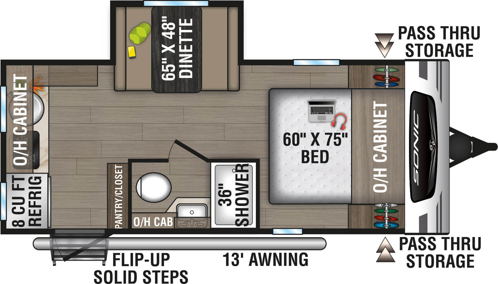 2024 Venture RV Sonic Lite SL169VRK Travel Trailer Floorplan