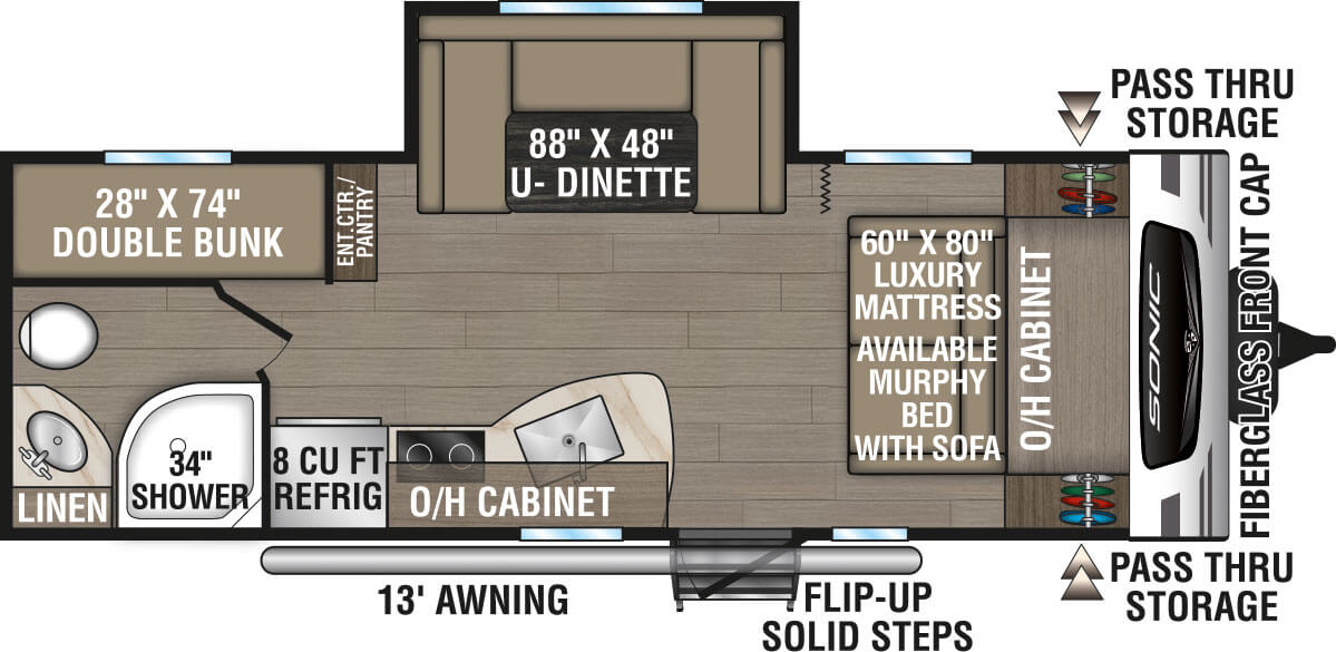 2024 Venture RV Sonic SN220VBH Travel Trailer Floorplan