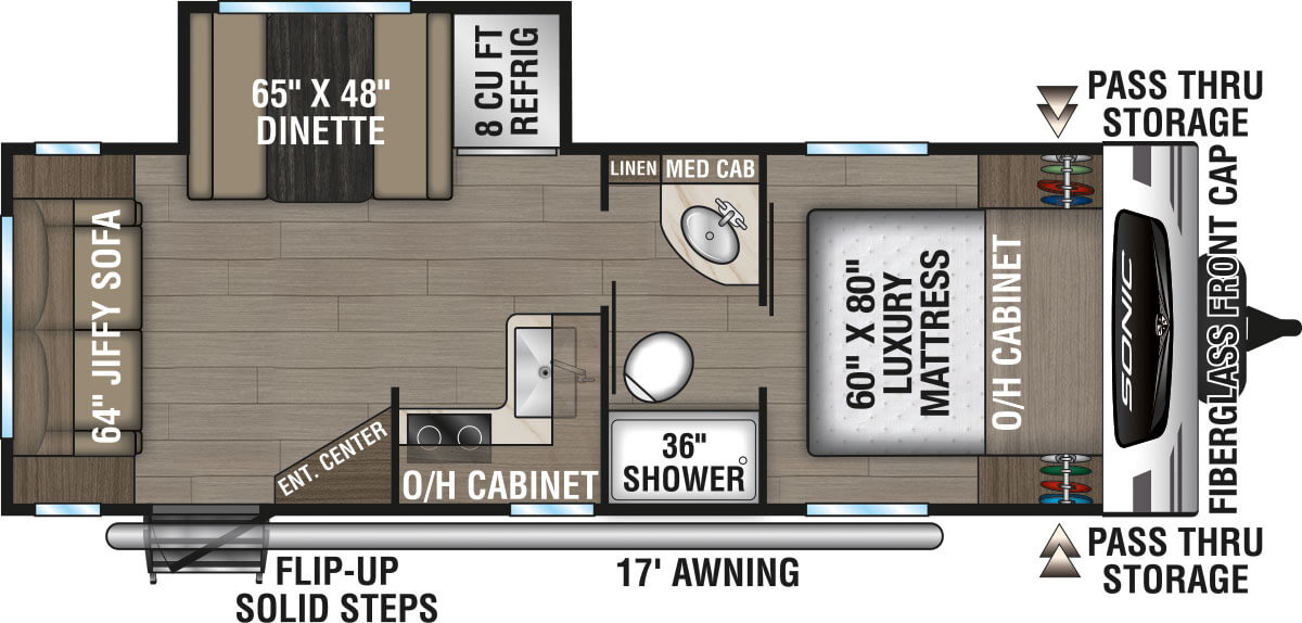 2024 Venture RV Sonic SN231VRL Travel Trailer Floorplan