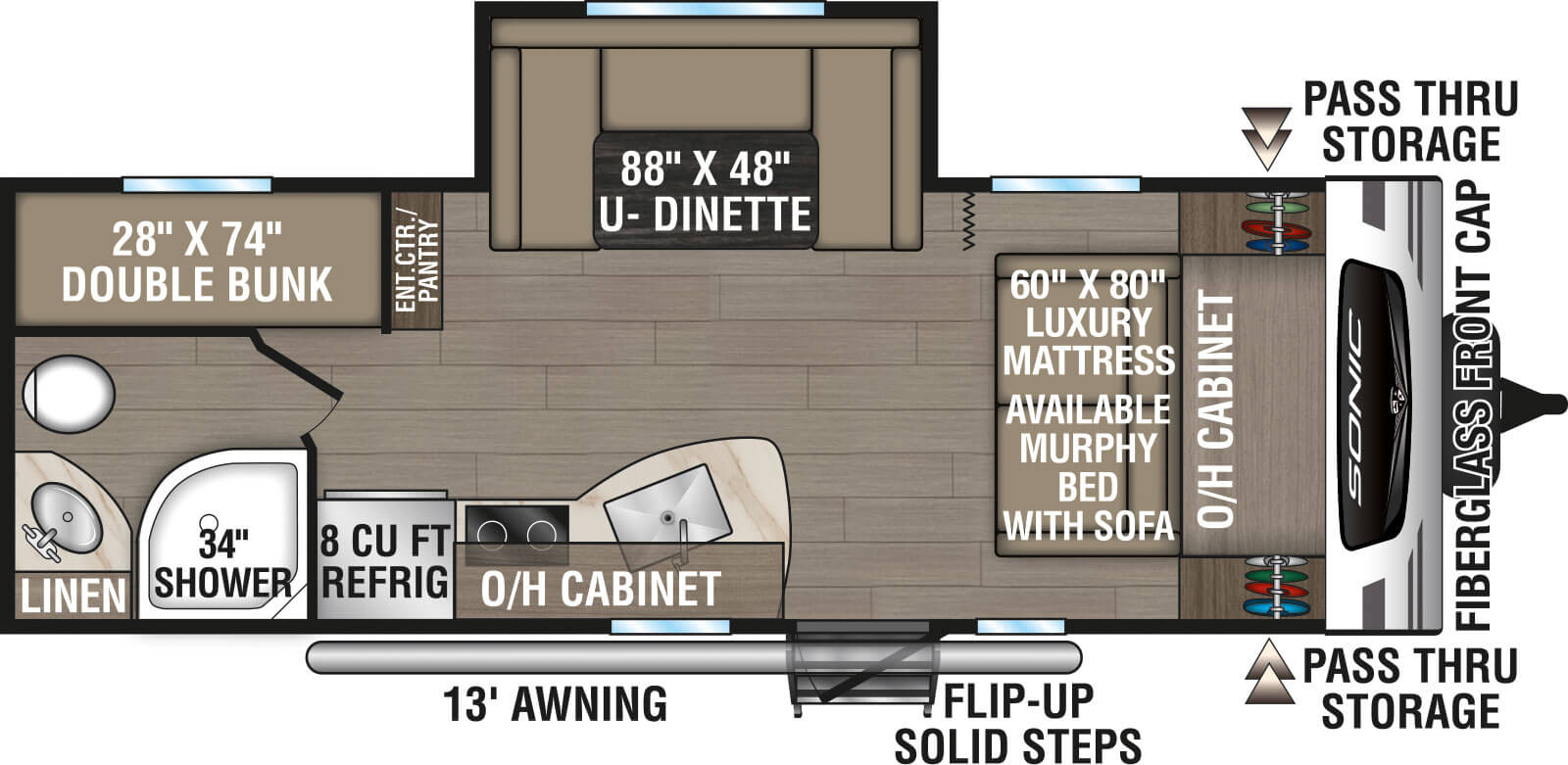 2024 Venture RV Sonic SN220VBH Travel Trailer Floorplan