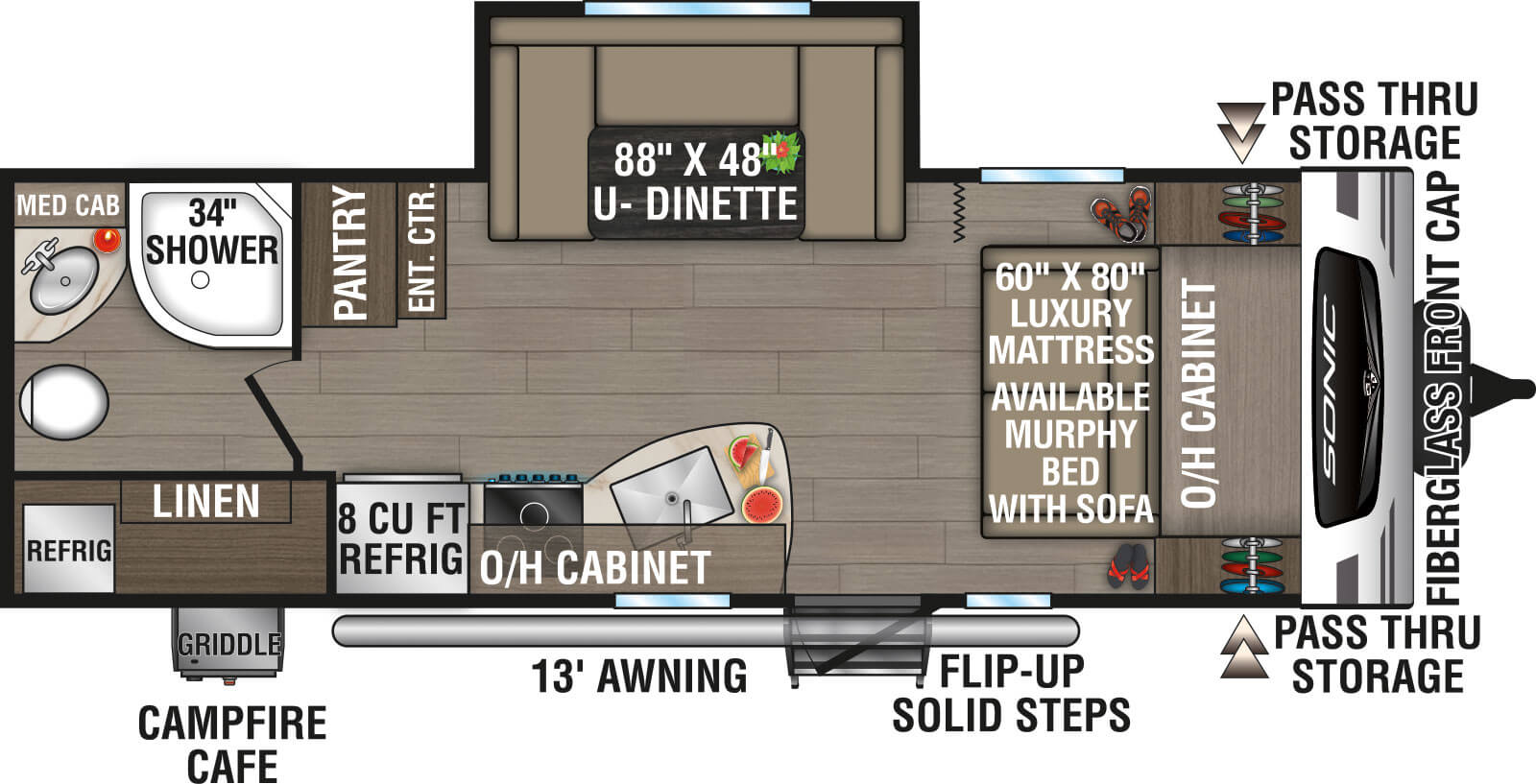 2024 Venture RV Sonic SN220VRB Travel Trailer Floorplan