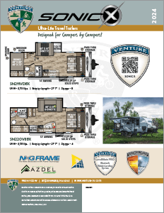 2024 Venture RV Sonic X Ultra Lite Travel Trailers Floorplan Flyer