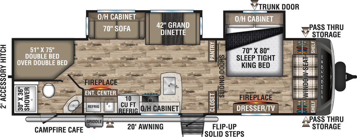 2024 Venture RV SportTrek Touring Edition STT312VBH Travel Trailer Floorplan