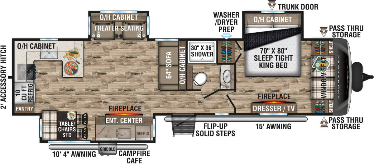 2024 Venture RV SportTrek Touring Edition STT336VRK Travel Trailer Floorplan