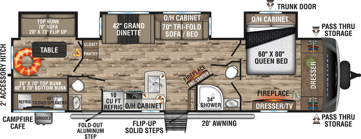 2024 Venture RV SportTrek Touring Edition STT343VBH Travel Trailer Floorplan