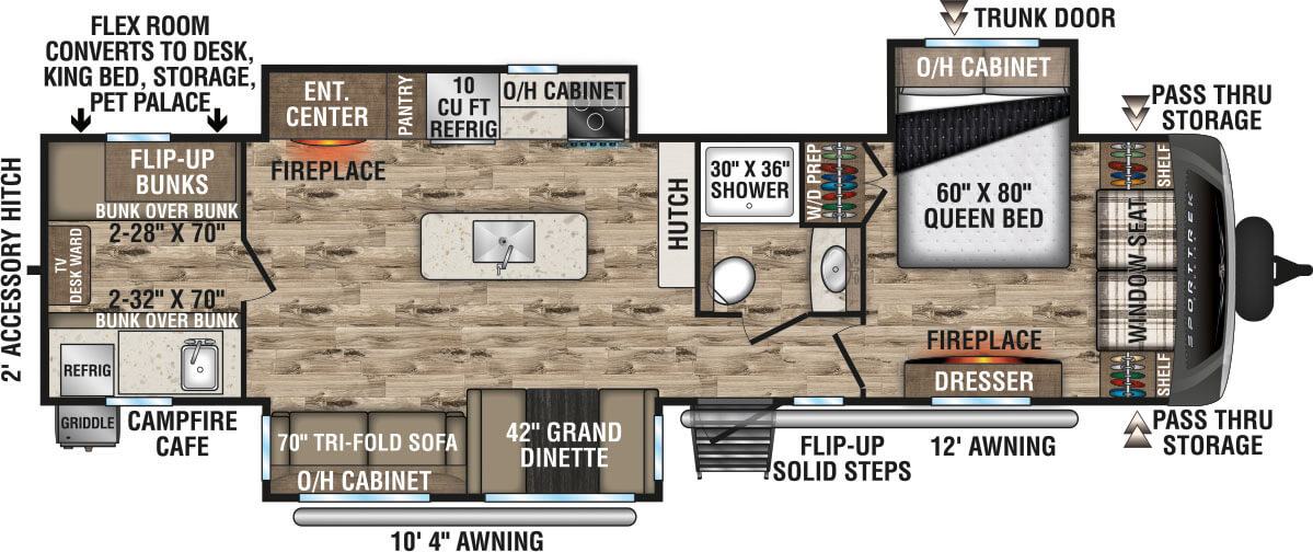 2024 Venture RV SportTrek Touring Edition STT343VIB Travel Trailer Floorplan