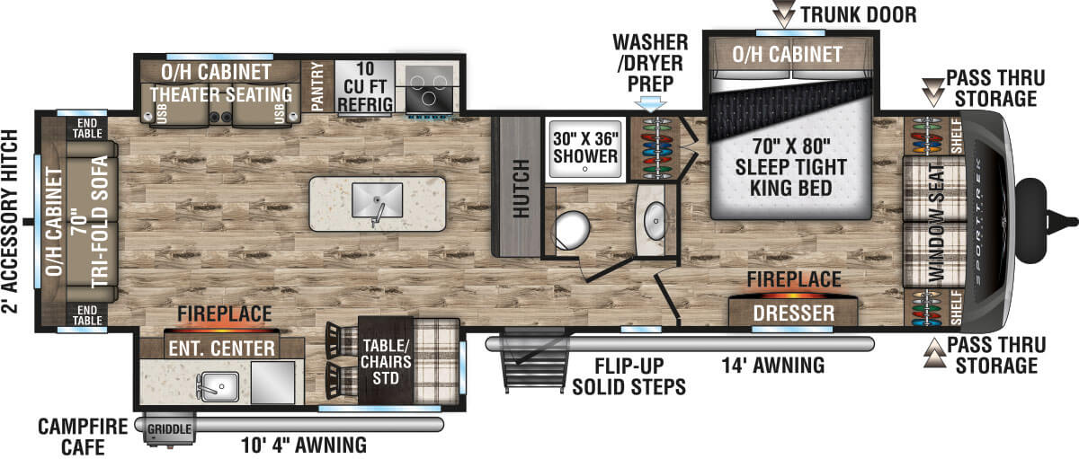 2024 Venture RV SportTrek Touring Edition STT343VIK Travel Trailer Floorplan