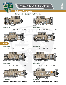 2024 Venture RV SportTrek Lightweight Travel Trailers Floorplan Flyer