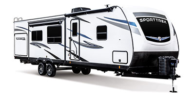 2024 Venture RV SportTrek ST327VIK Travel Trailer Exterior Front 3-4 Door Side