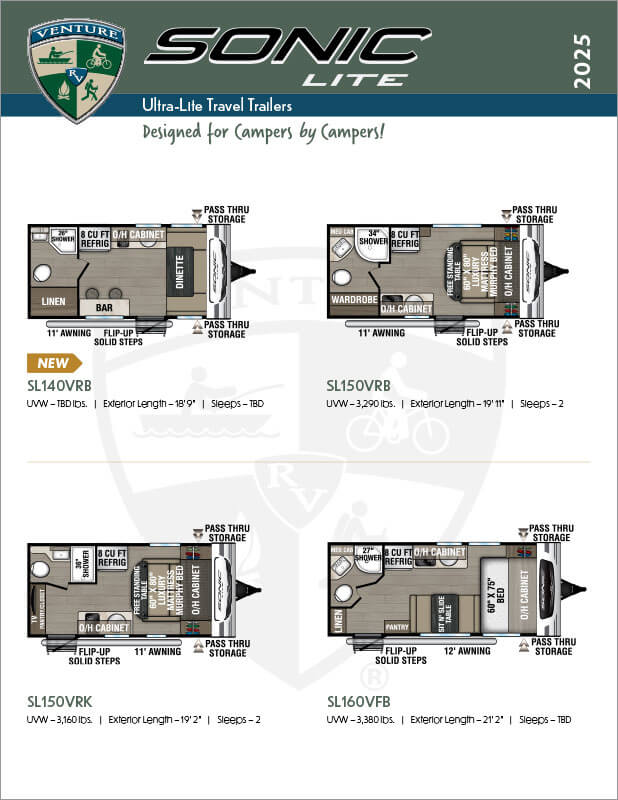 2025 Venture RV Sonic Lite Ultra Lite Travel Trailers Flyer