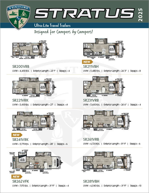 2025 Venture RV Stratus Ultra Lite Travel Trailers Floorplan Flyer