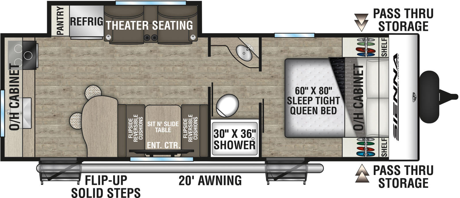 2025 Venture RV Sienna SA231VRK Travel Trailer Floorplan