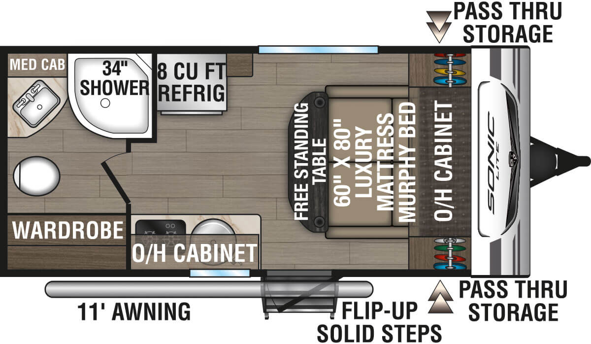 2025 Venture RV Sonic Lite SL150VRB Travel Trailer Floorplan