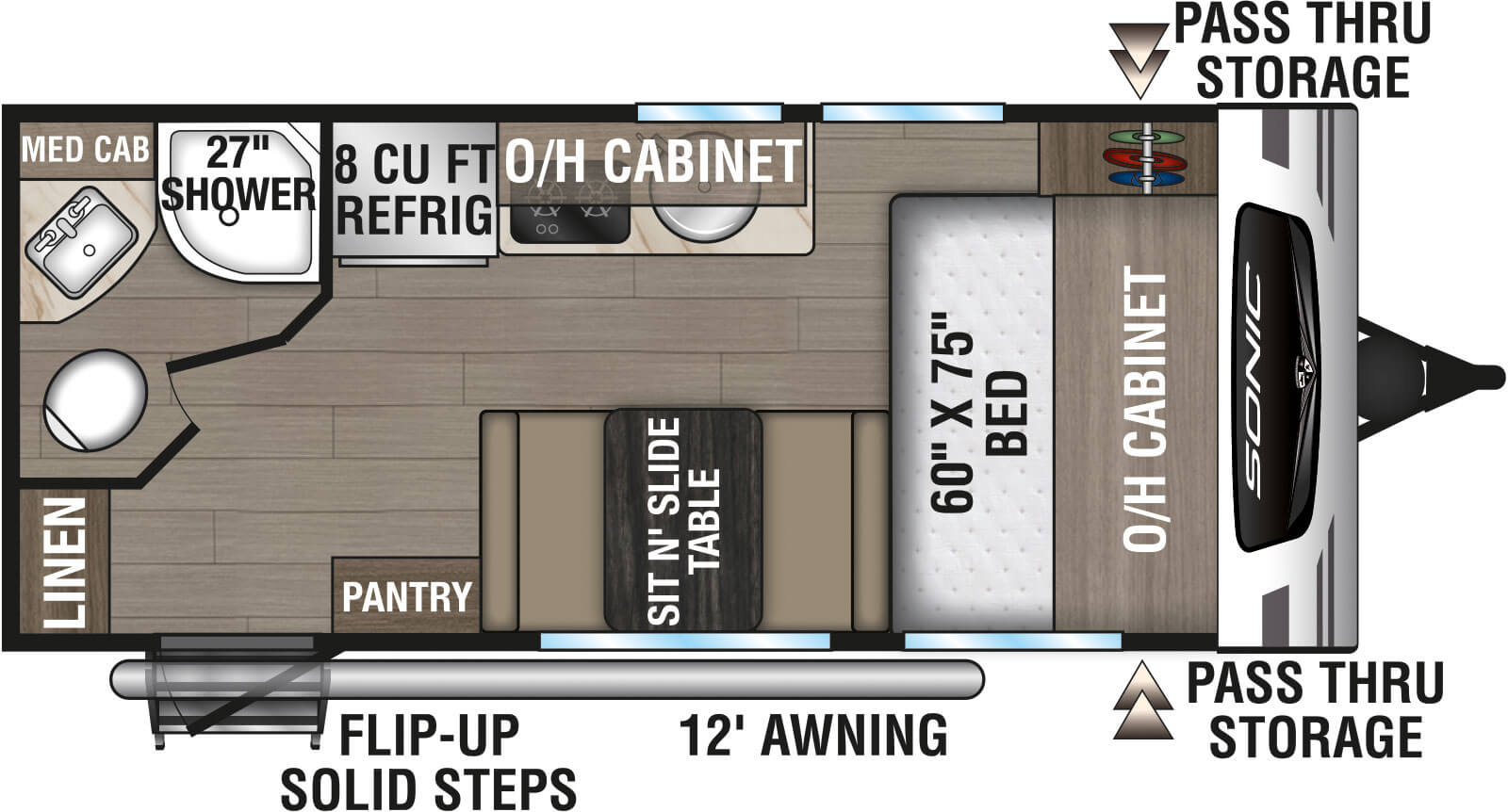 2025 Venture RV Sonic Lite SL160VFB Travel Trailer Floorplan