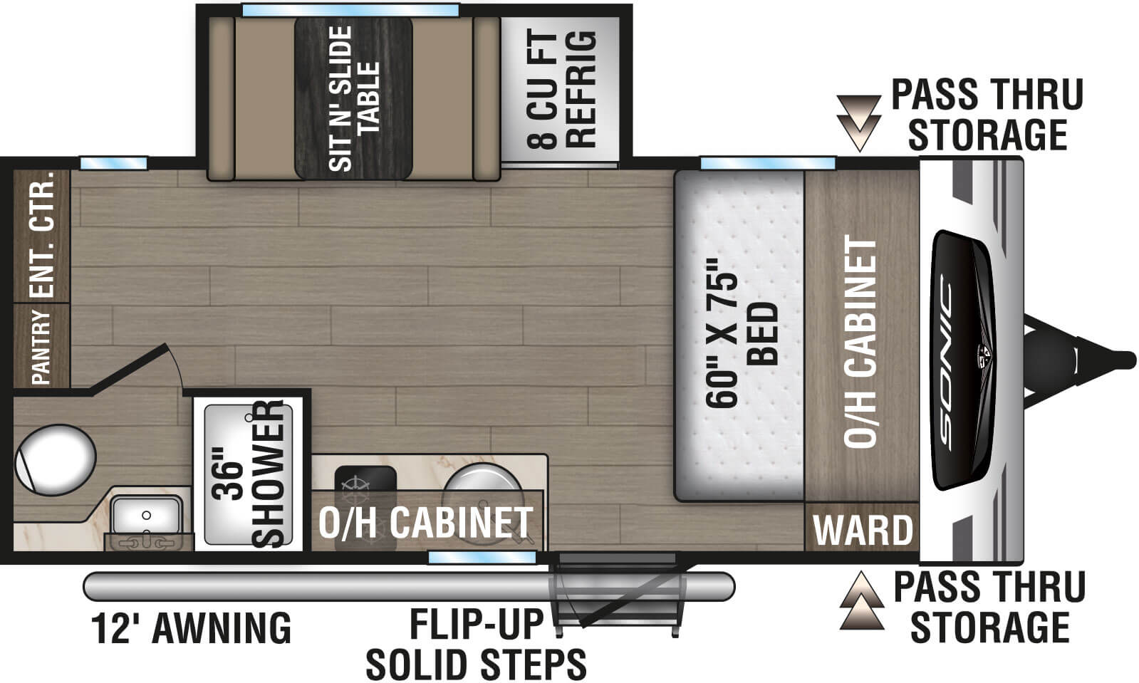 2025 Venture RV Sonic Lite SL169VMK Travel Trailer Floorplan