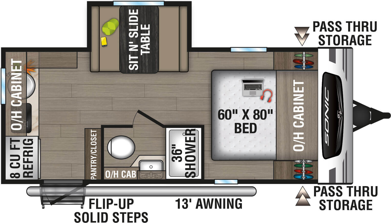 2025 Venture RV Sonic Lite SL169VRK Travel Trailer Floorplan