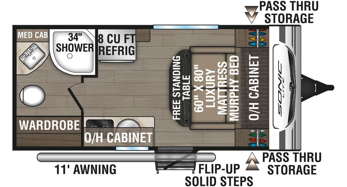 2025 Venture RV Sonic Lite SL150VRB Travel Trailer Floorplan