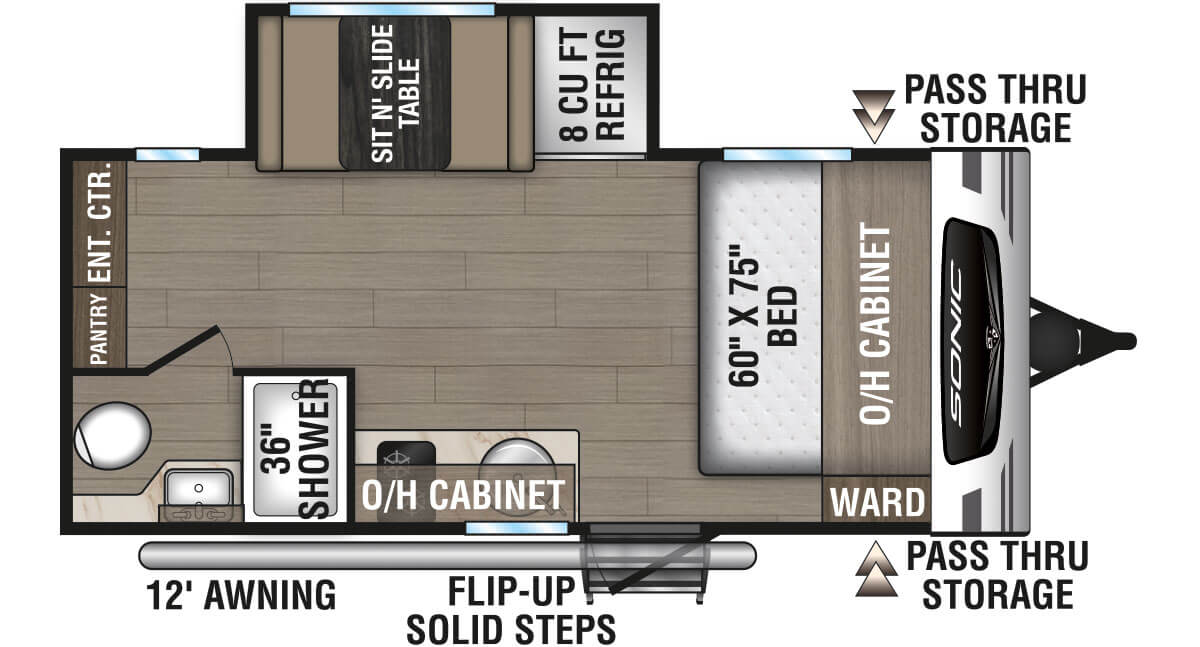 2025 Venture RV Sonic Lite SL169VMK Travel Trailer Floorplan