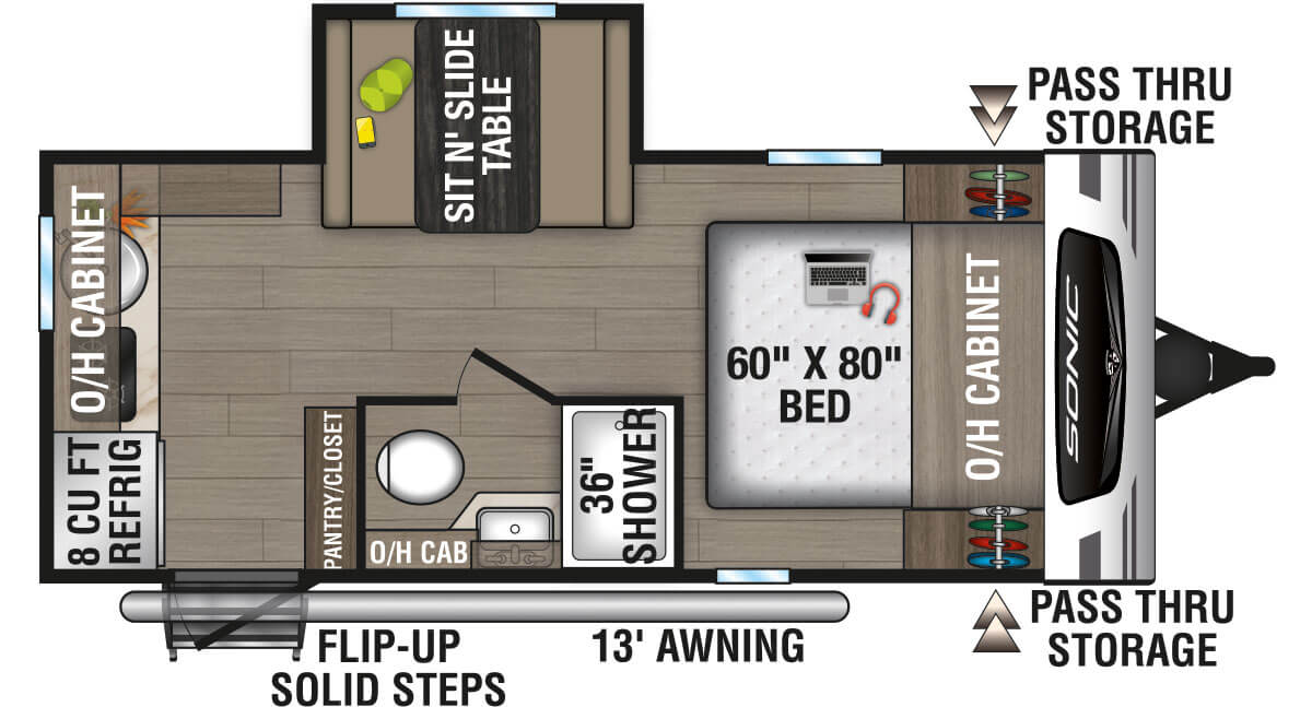 2025 Venture RV Sonic Lite SL169VRK Travel Trailer Floorplan