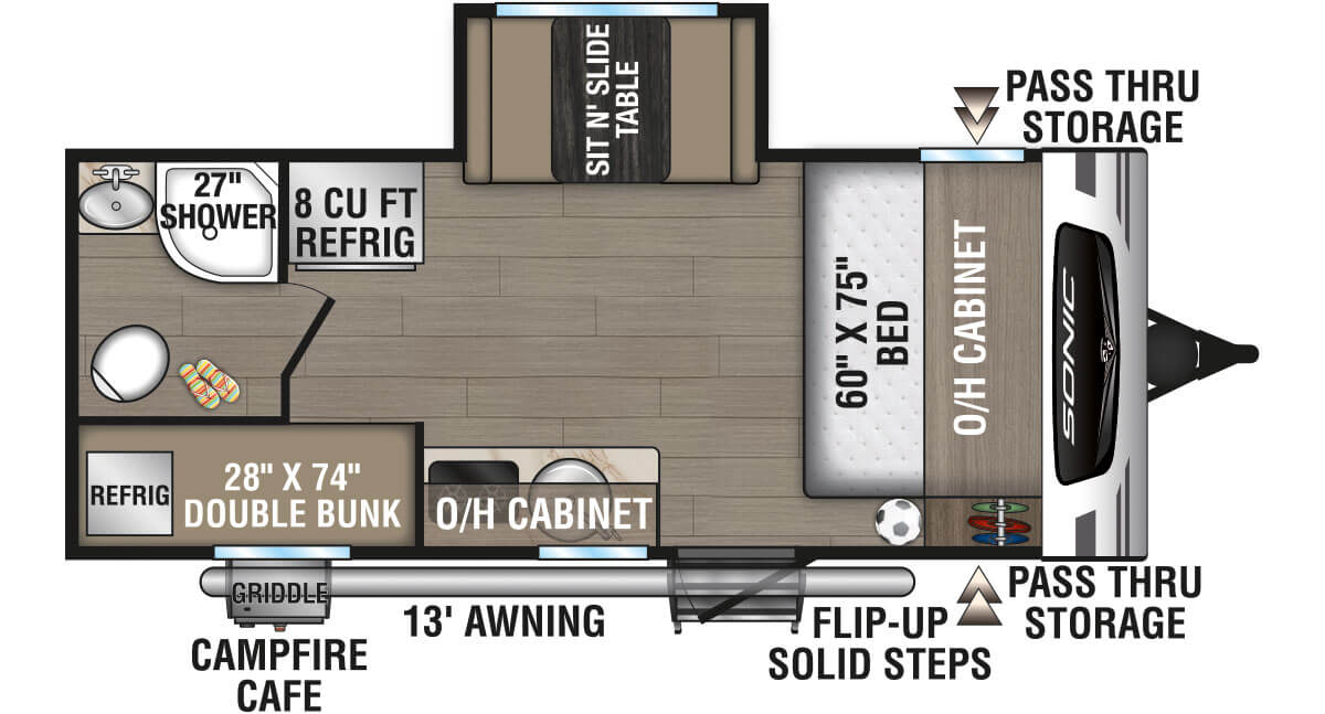 2025 Venture RV Sonic Lite SL169VUD Travel Trailer Floorplan