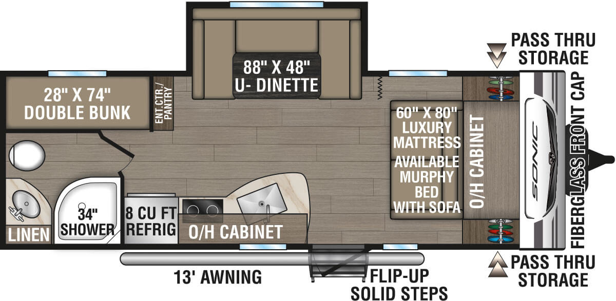 2025 Venture RV Sonic SN220VBH Travel Trailer Floorplan