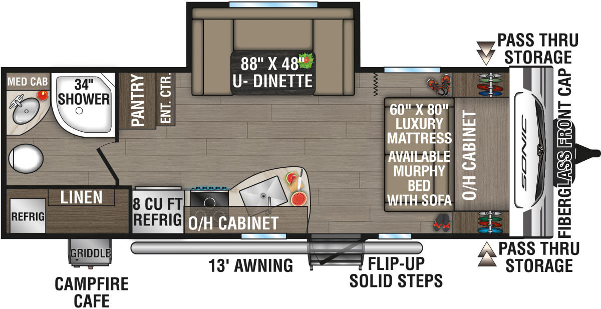 2025 Venture RV Sonic Lite SN220VRB Travel Trailer Floorplan