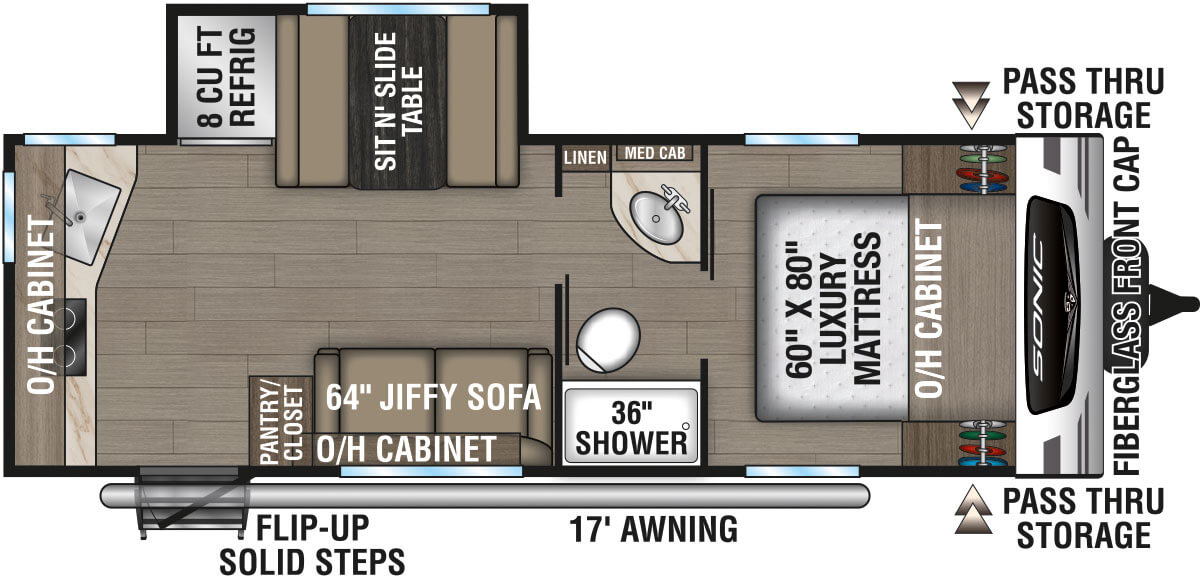 2025 Venture RV Sonic Lite SN231VRK Travel Trailer Floorplan